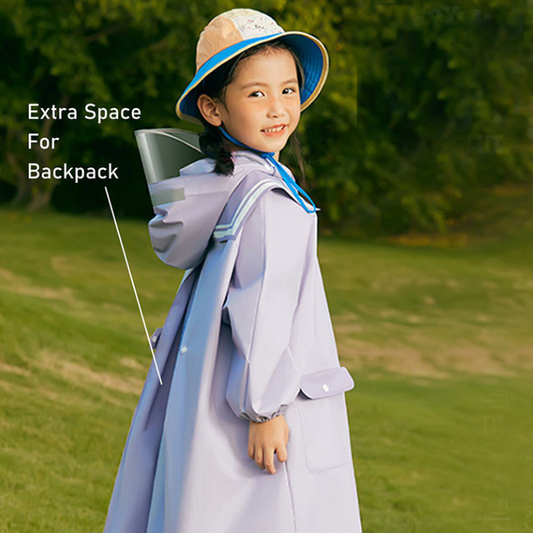 Japanese Style Purple Sailor Collar Raincoat for Kids & Teens