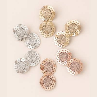 Choko Set of 6 Alligator Sequin Hairclips - Sparkling Circles - Gold, Silver