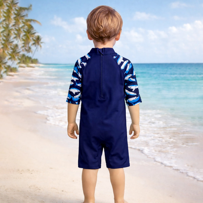 Navy Shark, Toddlers & Kids Swimwear with long Cap Free Wash Bag & Free Swim Detergent