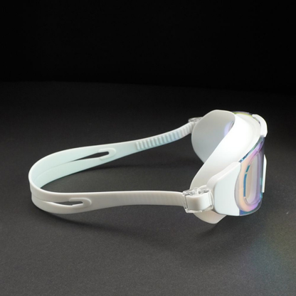 White with Multi Full Glass panel styled Anti-Fog UV Protection Leakproof design Swim Goggles for Adults