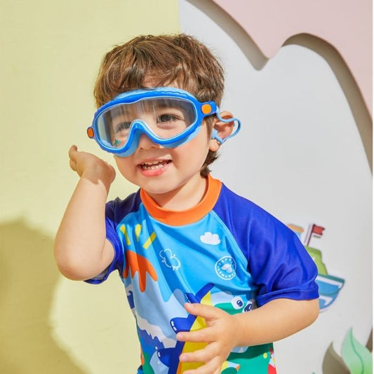 Blue & Orange Bubble Anti-Fog UV Protection Leakproof Design Swim Goggles for Kids,4Years - 10Years