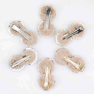 Choko Set of 6 Alligator Sequin Hairclips - Sparkling Circles - Gold, Silver