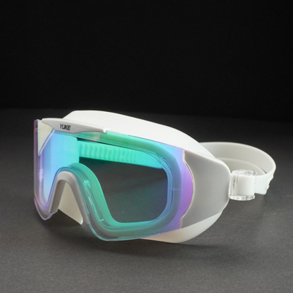 White with Multi Full Glass panel styled Anti-Fog UV Protection Leakproof design Swim Goggles for Adults