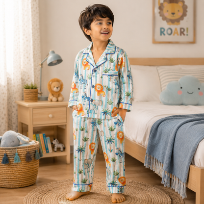 Striped Safari Full Sleeves Nightsuit