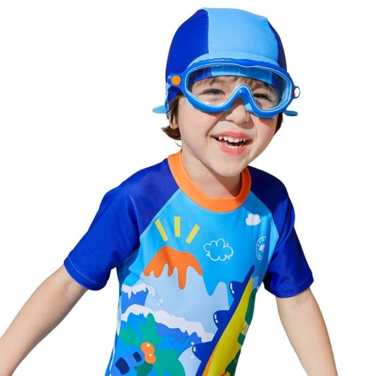Blue & Orange Bubble Anti-Fog UV Protection Leakproof Design Swim Goggles for Kids,4Years - 10Years