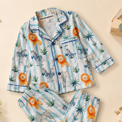 Striped Safari Full Sleeves Nightsuit