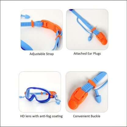 Blue & Orange Bubble Anti-Fog UV Protection Leakproof Design Swim Goggles for Kids,4Years - 10Years