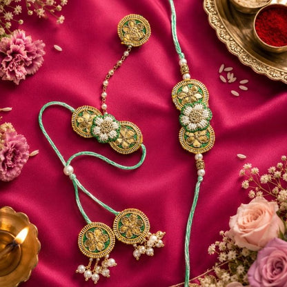 Samriddhi Gota Patti Rakhi and Lumba Haathphool Set