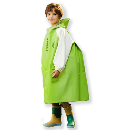 Lemon Green Cap Style Knee Length Raincoat for Kids & Teens