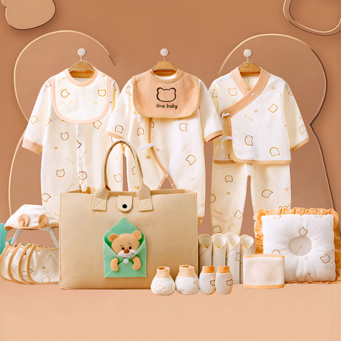 23pcs Envelope Bear Totebag Hamper for Newborn Baby Boy / Baby Girl, Giftset for Baby, All Season wear, 0-12 months