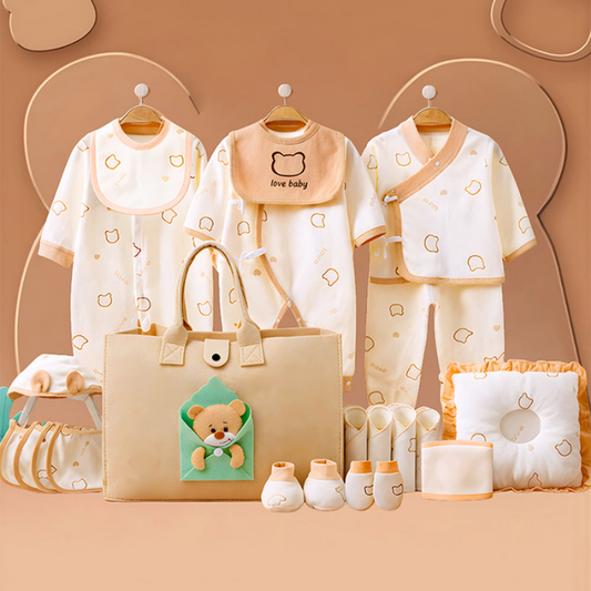 23pcs Envelope Bear Totebag Hamper for Newborn Baby Boy / Baby Girl, Giftset for Baby, All Season wear, 0-12 months