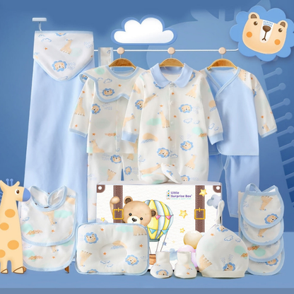 20 pcs Blue Animal Kingdom Newborn Baby Girl/ Boy Gift Box, all season wear Hamper, (0 - 12 months)