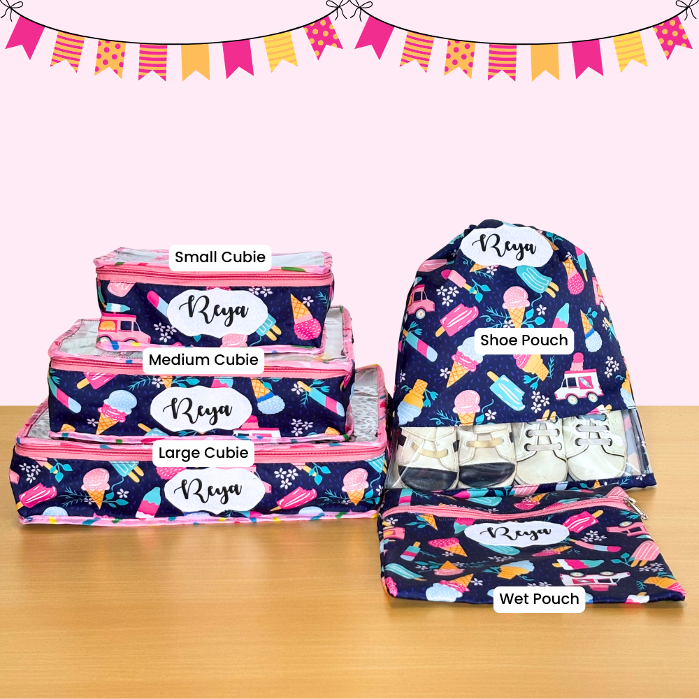 Set of colorful travel bags