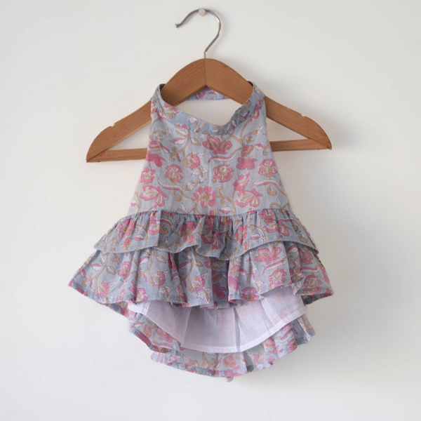 Flutter sky blue butterfly halter top skirt co-ord