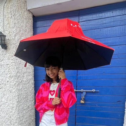Red Riding Hood theme, Unique Mexican Hat Style Kids Umbrella, 5-12 years, Red