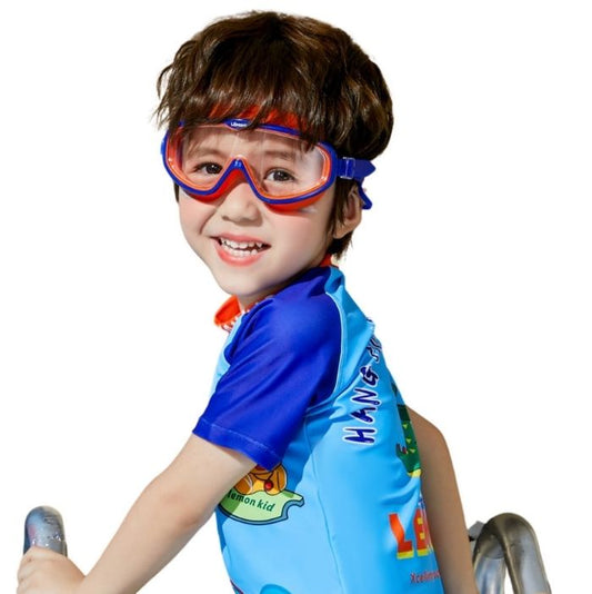 Blue Orange two border Anti-Fog UV Protection Leakproof Design Swim Goggles for Kids,4Years - 10Years