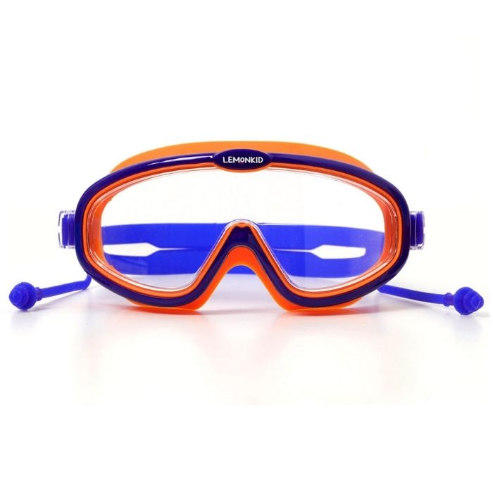 Blue Orange two border Anti-Fog UV Protection Leakproof Design Swim Goggles for Kids,4Years - 10Years