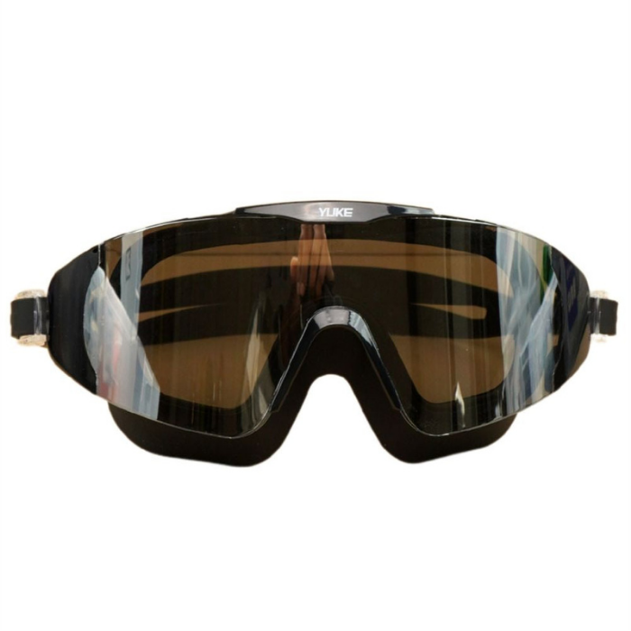 Black with Silver Full Glass panel styled Anti-Fog UV Protection Leakproof design Swim Goggles for Adults