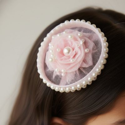 Choko Blush Rose Pearl Fascinator Hair Clip – Pink