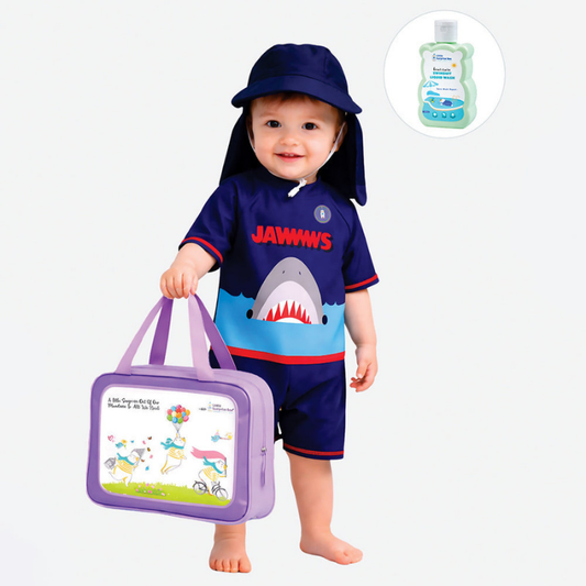 Jawws Shark, Toddlers & Kids Swimwear with long Cap Free Wash Bag & Free Swim Detergent
