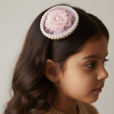 Choko Blush Rose Pearl Fascinator Hair Clip – Pink