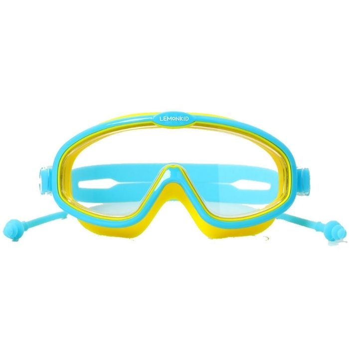 Blue Yellow two border Anti-Fog UV Protection Leakproof Design Swim Goggles for Kids,4Years - 10Years