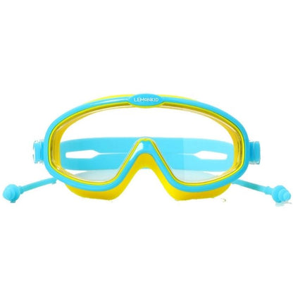 Blue Yellow two border Anti-Fog UV Protection Leakproof Design Swim Goggles for Kids,4Years - 10Years