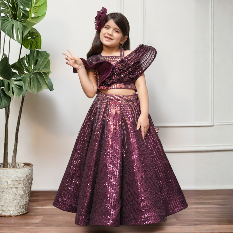 Sequin Top With Lehenga
