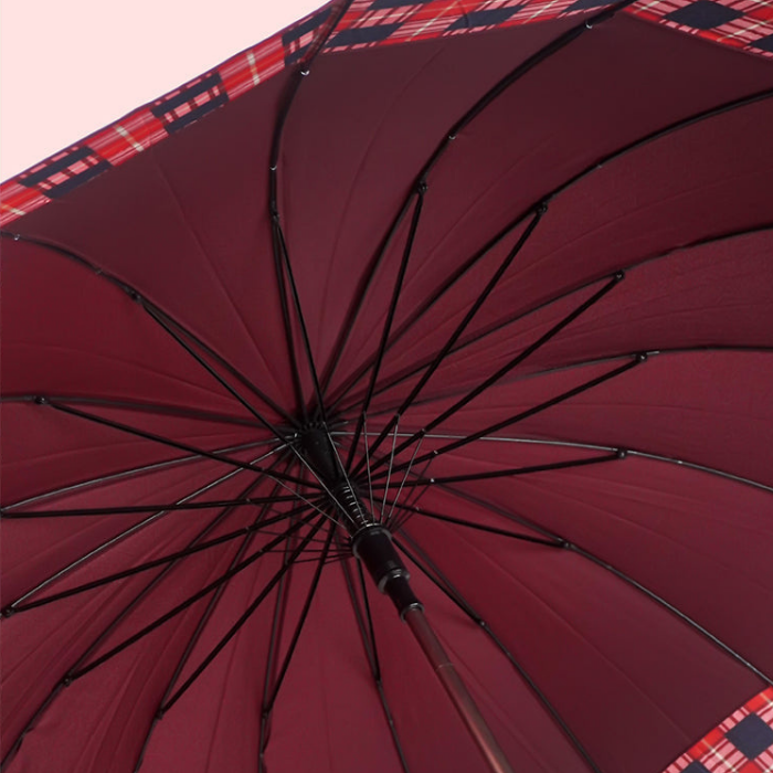 Maroon Checks Large Canopy Size Umbrella for Adults