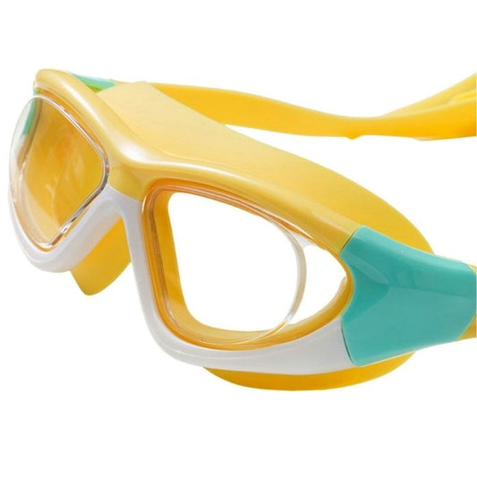 White Bordered Yellow Anti-Fog UV Protection Leakproof Design Swim Goggles for Kids, 4Years - 10Years