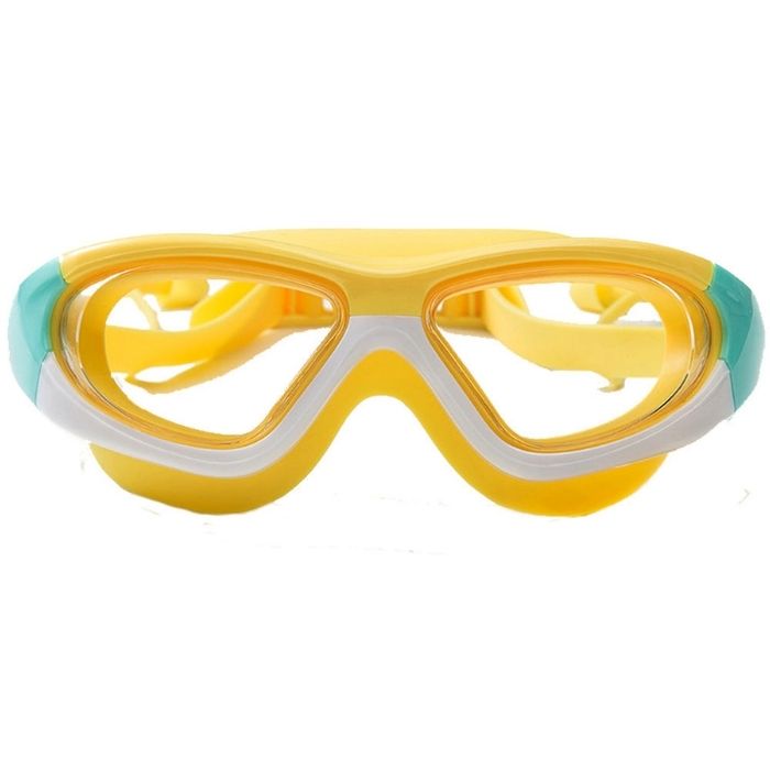 White Bordered Yellow Anti-Fog UV Protection Leakproof Design Swim Goggles for Kids, 4Years - 10Years