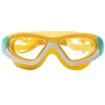 White Bordered Yellow Anti-Fog UV Protection Leakproof Design Swim Goggles for Kids, 4Years - 10Years