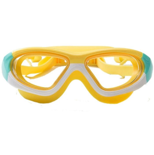 White Bordered Yellow Anti-Fog UV Protection Leakproof Design Swim Goggles for Kids, 4Years - 10Years