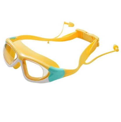White Bordered Yellow Anti-Fog UV Protection Leakproof Design Swim Goggles for Kids, 4Years - 10Years