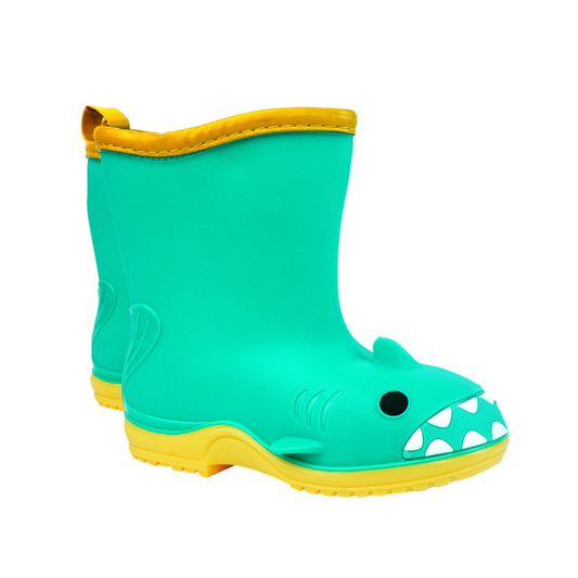 Mint Green Shark EVA Rain Gumboots for Toddlers & Kids