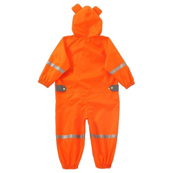 Bright Orange Roaring Tiger Theme All Over Jumpsuit / Playsuit Raincoat for Kids
