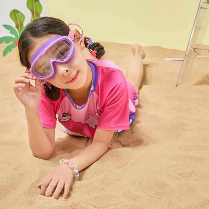 Pink Purple two border Anti-Fog UV Protection Leakproof Design Swim Goggles for Kids, 4Years - 10Years