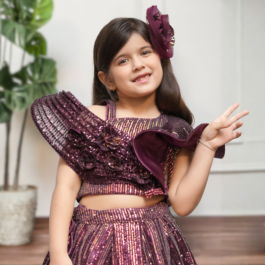 Sequin Top With Lehenga