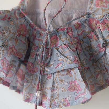 Flutter sky blue butterfly halter top skirt co-ord