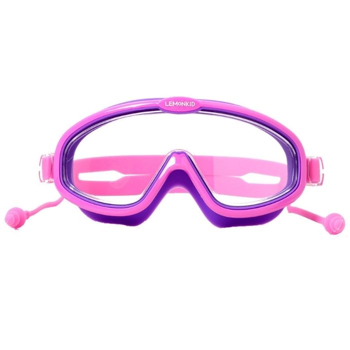 Pink Purple two border Anti-Fog UV Protection Leakproof Design Swim Goggles for Kids, 4Years - 10Years