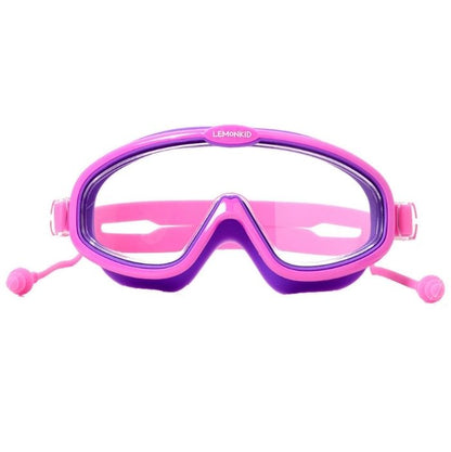 Pink Purple two border Anti-Fog UV Protection Leakproof Design Swim Goggles for Kids, 4Years - 10Years