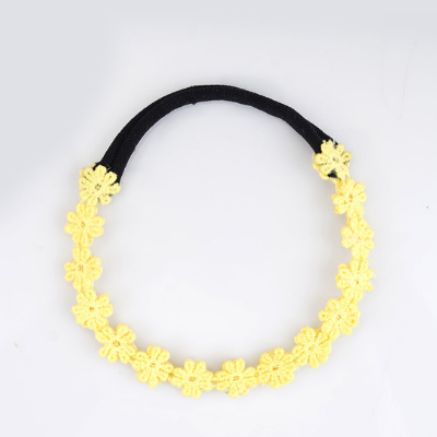 Choko Yellow Floral Beaded Hair Band - Sunshine Blooms - Yellow with Cream and White Pearls