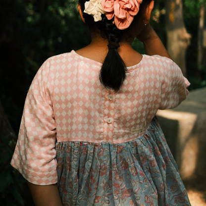 Tassel dress in sky blue butterfly