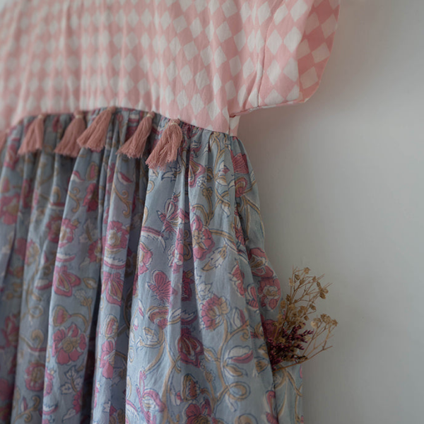 Tassel dress in sky blue butterfly