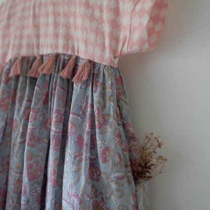 Tassel dress in sky blue butterfly