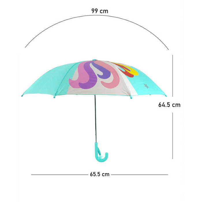 Mint Unicorn Big Face Umbrella for Kids, 5Years - 10Years