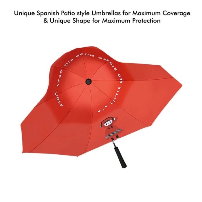 Red Riding Hood theme, Unique Mexican Hat Style Kids Umbrella, 5-12 years, Red