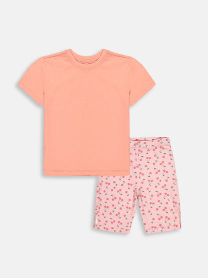 Fruity Fun Tights and Oversized T-shirt Set for Girls (Pink)