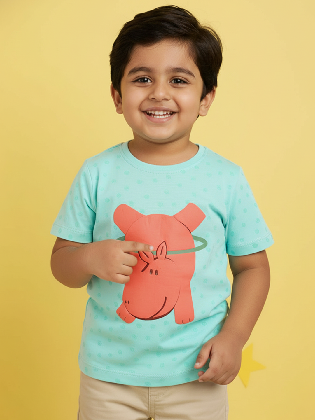 Puffy Peach The Hippo T-shirt in Blue For Boys
