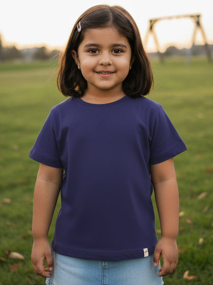 Everyday Basics: 100% Cotton T-shirt For Girls (Navy Blue)